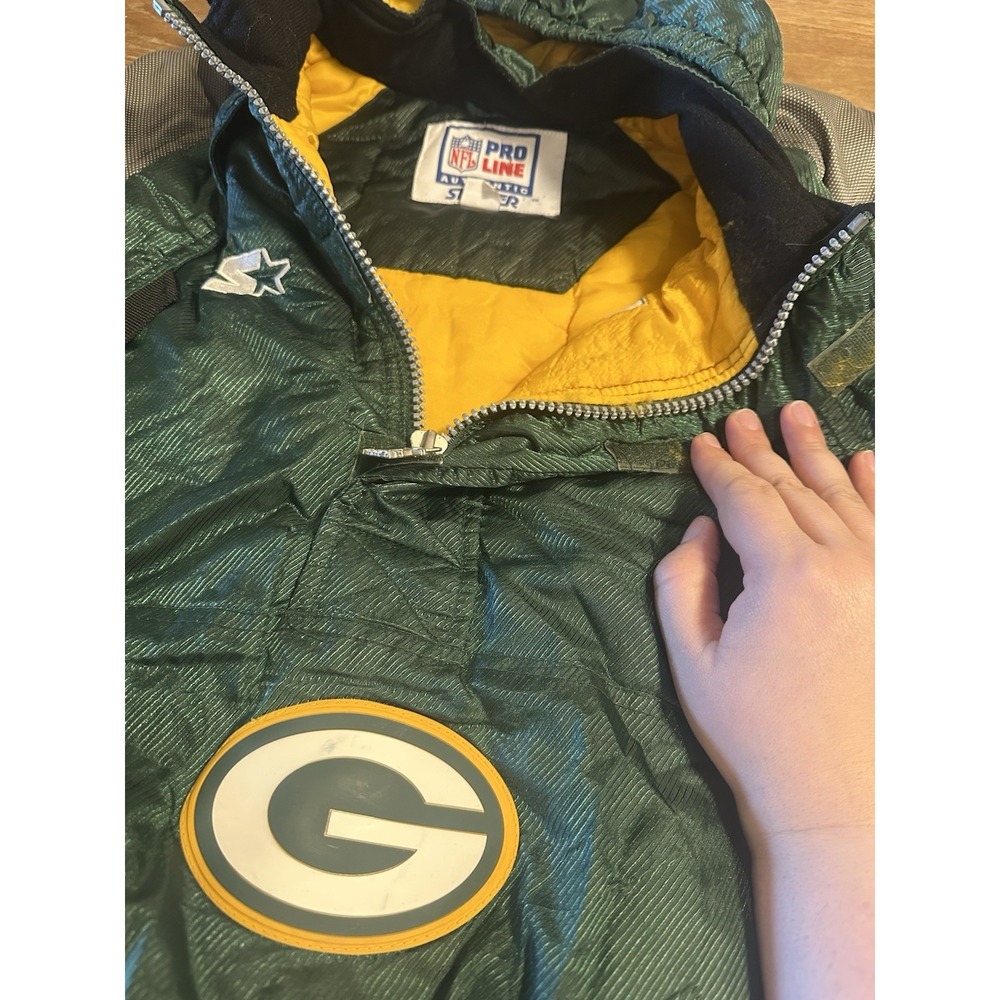 Vintage 90s Starter Coat/Jacket Green Bay Packers NFL Pro Zip Hooded Youth Small - Picture 10 of 11